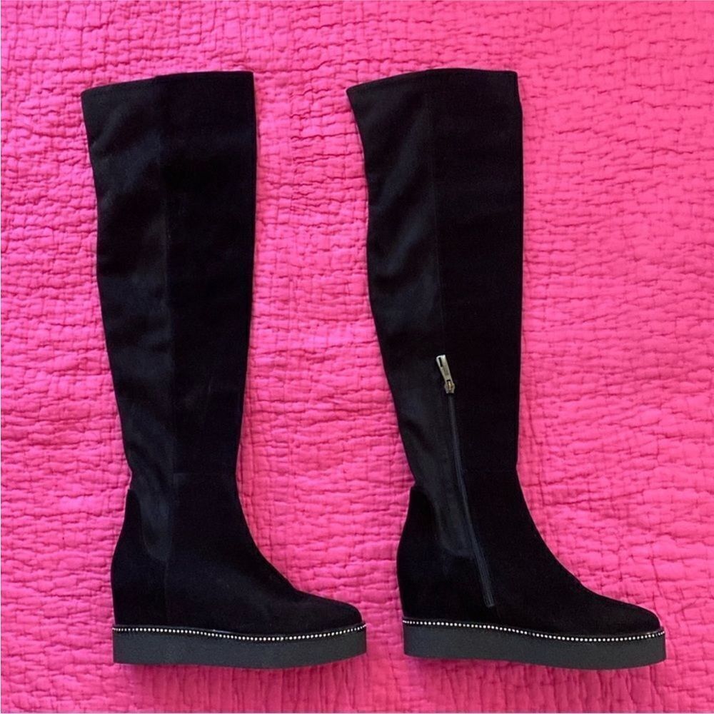 Baldinini Elegant Black over knee genuine suede Boots, US8
